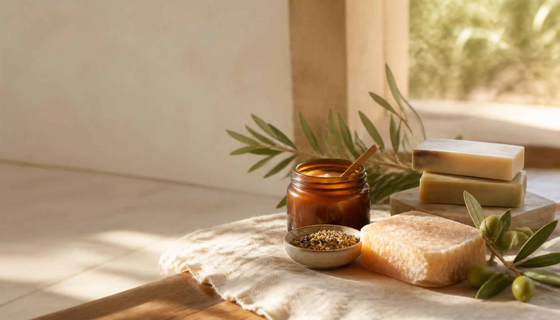Collection of Olive & Tallow handcrafted soaps and tallow skincare products