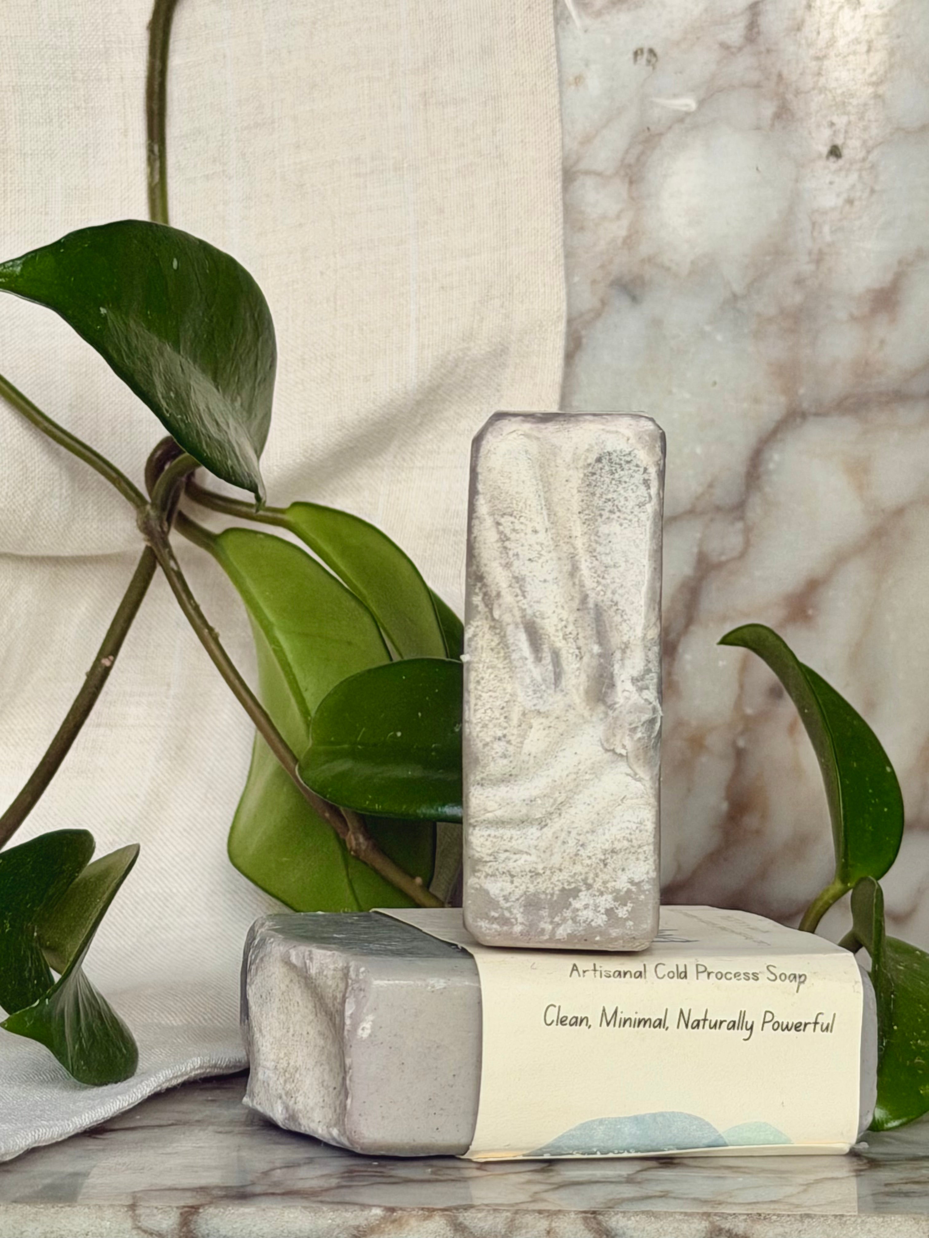 Mineral-rich sea salt soap bar with ocean styling